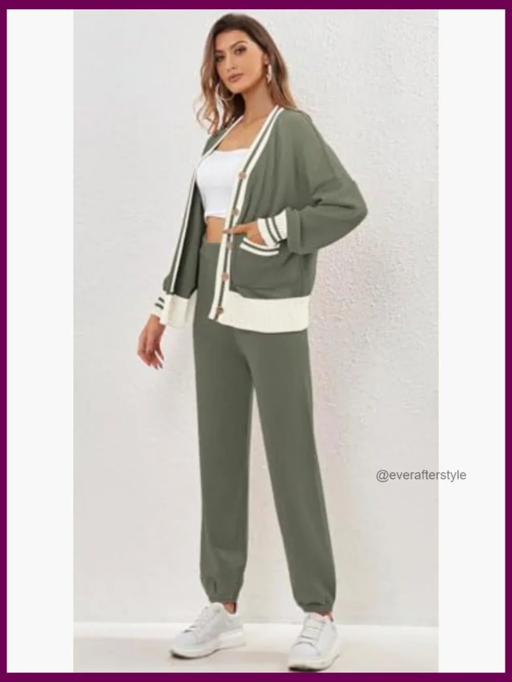 2 Piece Lounge Set Cardigan Sweater Pants Knit Matching Loungewear